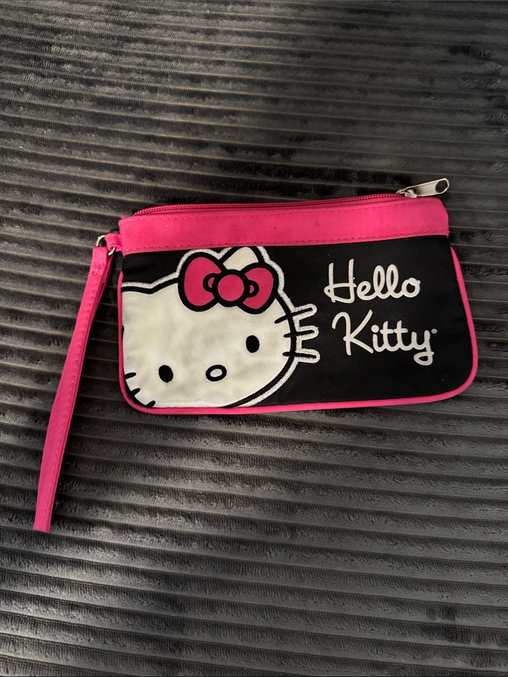 Hello Kitty Black and Hot Pink Wristlet with Bow Accent